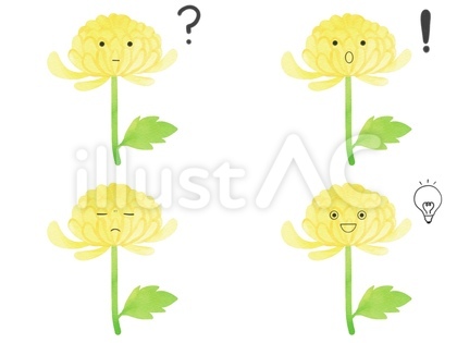 花のキャラの表情セット 考 キク