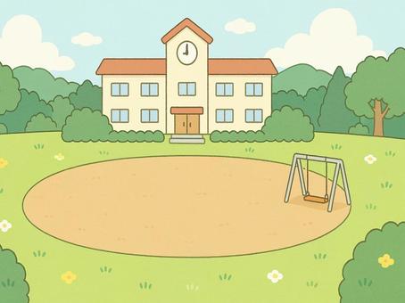 絵本の背景 学校の校庭