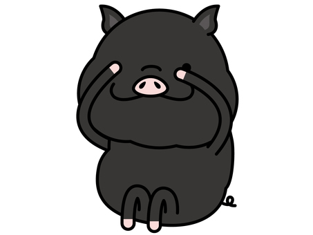 黒ブタさん チラ見 チラ見,覗き見,豚,黒,恐る恐る,キャラクター,動物,哺乳類,ベクター,イラストのイラスト素材
