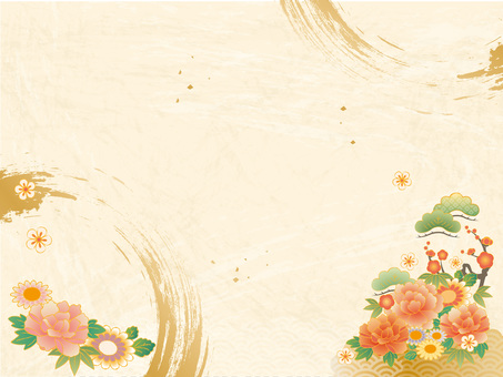 華やか和風フレーム横④ 和風,和柄,背景のイラスト素材