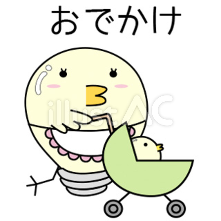 ヒヨコ_主婦 電球,ママ,キャラクターのイラスト素材