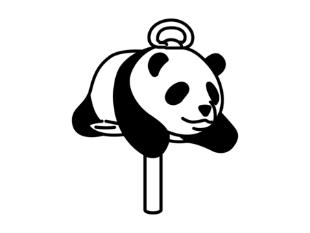 公園在住のパンダさん モノクロ 公園,遊具,動物,パンダ,ロッキング遊具,モノクロ,線画のイラスト素材