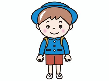 園児男子(制服） 人物,男の子,幼稚園児,こども,制服,幼稚園のイラスト素材