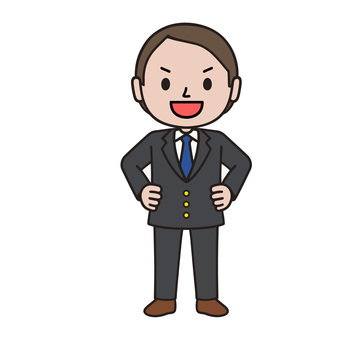 堂々とした人 権力者,自信,自慢,過信,強者,笑顔,堂々,揺るぎない,男性,スーツのイラスト素材