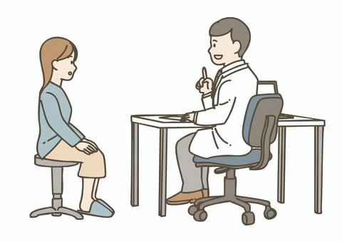 医師に説明を受ける女性患者 医師に説明を受ける女性患者 医師,患者,診察,問診,説明,相談,医療,病院,健康,女性のイラスト素材