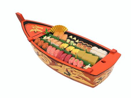 お正月のおせち料理でもあるお寿司の舟盛 舟盛,寿司,鮨,米,食品,食事,盛り合わせのイラスト素材