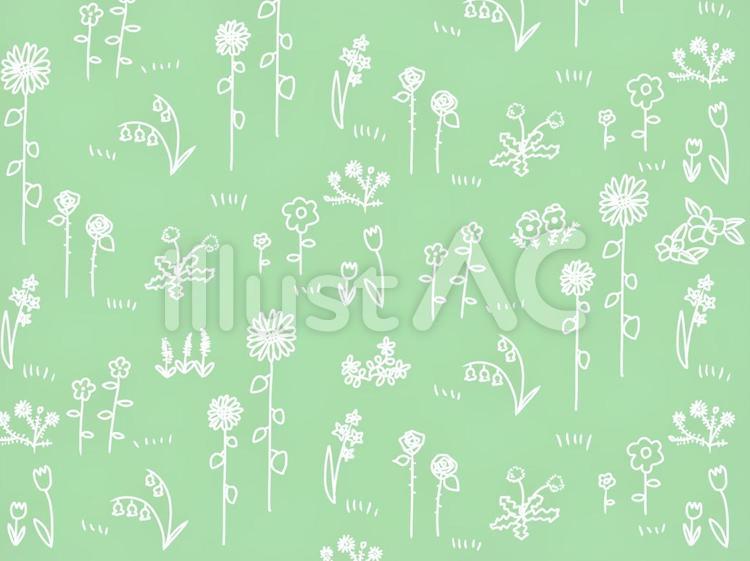 手描きの花の壁紙（緑） 背景,壁紙,花のイラスト素材