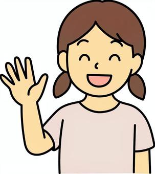 手を振る少女 女の子,挨拶,こんにちは,友達,学校のイラスト素材