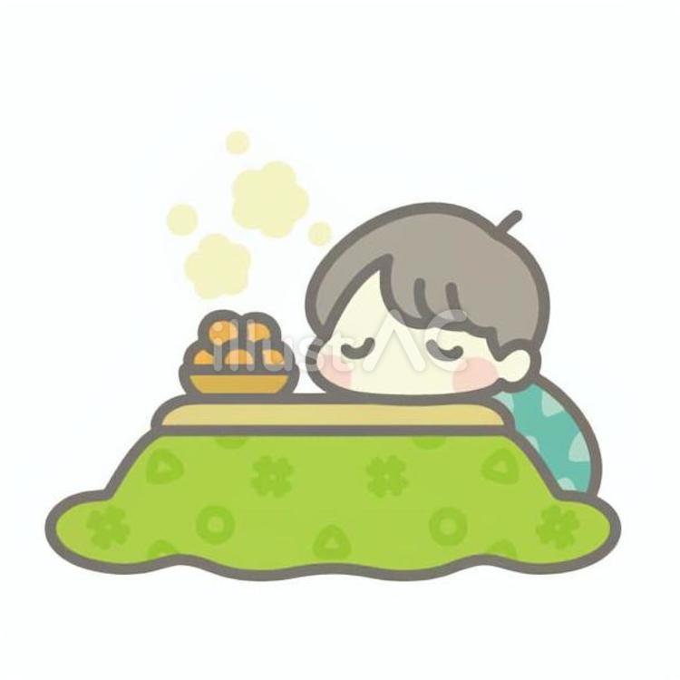 こたつとみかん 寝正月,こたつ,男の子のイラスト素材