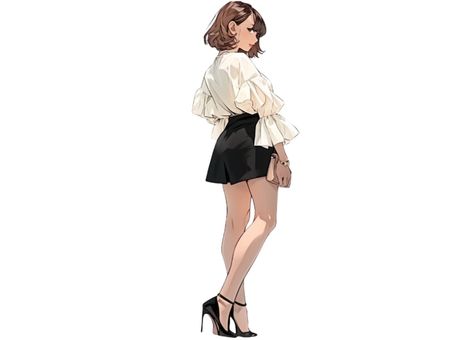 Illustration, female, skirt, heel, 