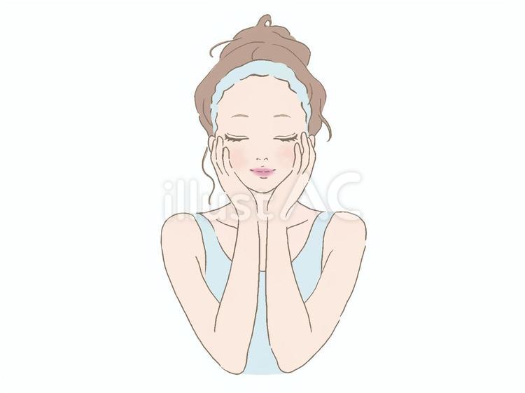 スキンケアをする女性 女性,美容,スキンケアのイラスト素材