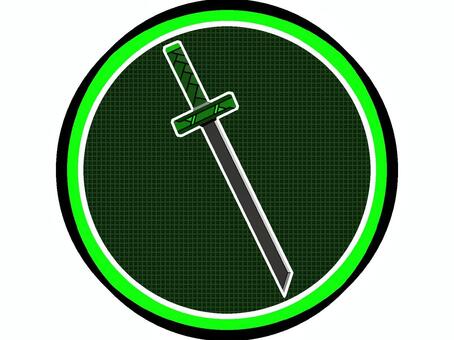 刀のアイコン『緑』 刀,武器,刃,装備,モチーフ,カラー,斬る,裂く,近接,攻撃のイラスト素材