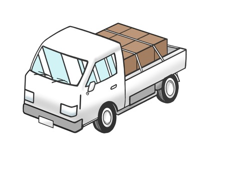 荷物を大量に運ぶ車の軽トラック 軽トラック,車,軽自動車,荷物,荷台,タイヤ,荷物運び,運送,運輸,乗り物のイラスト素材