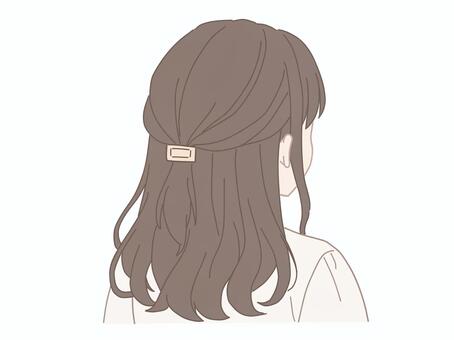 女性の後ろ姿、ハーフアップロングヘアー 女性,後ろ姿,髪型,髪,ヘアアレンジ,ヘアスタイル,長髪,ロング,ハーフアップ,ストレートのイラスト素材