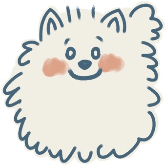 【手描き風】ポメラニアン 犬,ポメラニアン,全身,正面,笑顔,おしゃれ,ふわふわ,デザイン,ペット,手描きのイラスト素材