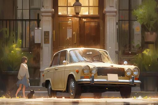 Illustration, classic car, car, vehicle, 