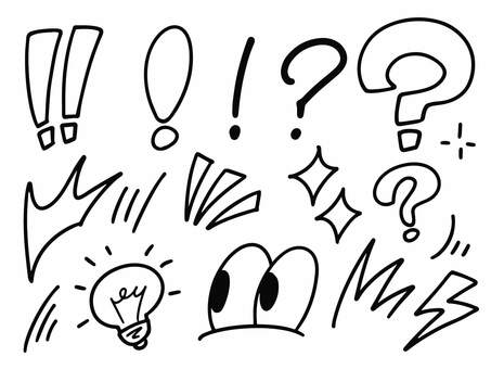 驚きやひらめきのリアクション リアクション,驚き,びっくり,反応,効果,閃き,手描き,素材,ベクターのイラスト素材
