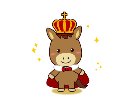 王様のお馬さん 馬,午年,干支,王様,キング,王冠,マント,キラキラ,王者,挿絵のイラスト素材