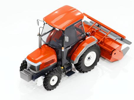 自動車CGイラスト10_フロント トラクター,自動車,乗り物,農機,農業用,農作業,ロータリー,アイソメトリック,等角投影法,立体のイラスト素材