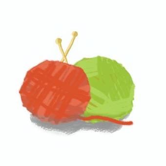 二つの毛糸玉 毛糸玉,毛糸,編み物,手芸,手編み,可愛い,シンプル,ワンポイントのイラスト素材