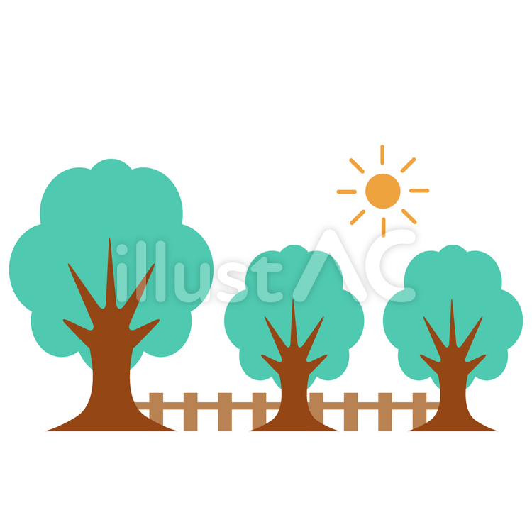 木々と太陽の風景 木,背景,植物のイラスト素材