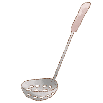 穴あきおたま おたま,調理器具,穴あき,水彩,鉛筆のイラスト素材