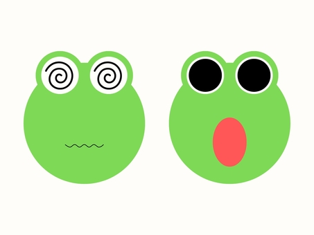 カエルの顔（びっくり） カエル,顔,驚く,表情,びっくり,動物のイラスト素材