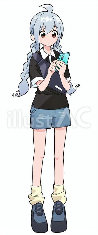 スマホ　立ち絵 萌えキャラ,女の子,ツインテールのイラスト素材