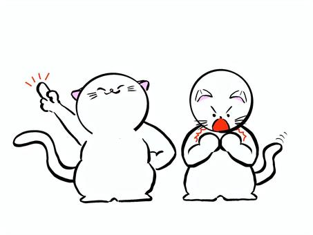 喜ぶ猫とガッツポーズをする猫 猫,ガッツポーズ,喜ぶ,二匹,動物のイラスト素材