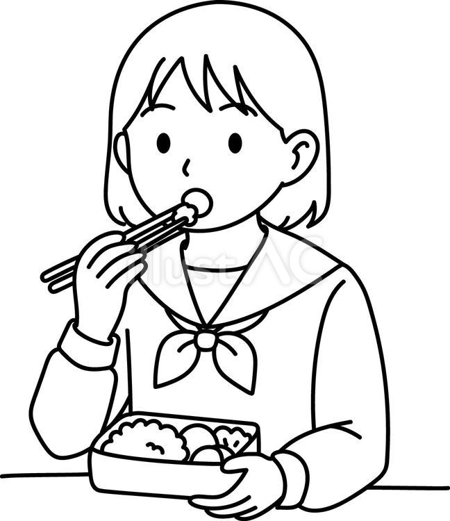 お弁当を食べる学生 弁当,昼食,中学生のイラスト素材