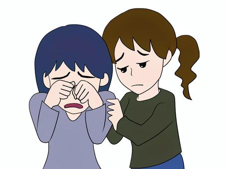 慰める 慰める,共感,泣く,女性,同情,励ます,優しくする,優しく接する,女,女子のイラスト素材