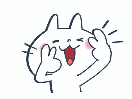 可愛く裏ピースする猫