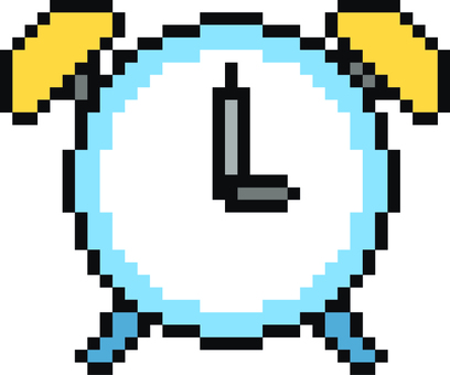 ドット絵の青の目覚まし時計です。 ドット絵,目覚まし時計,シンプル,時計,時間,アラーム,起床,朝,モーニング,早起きのイラスト素材