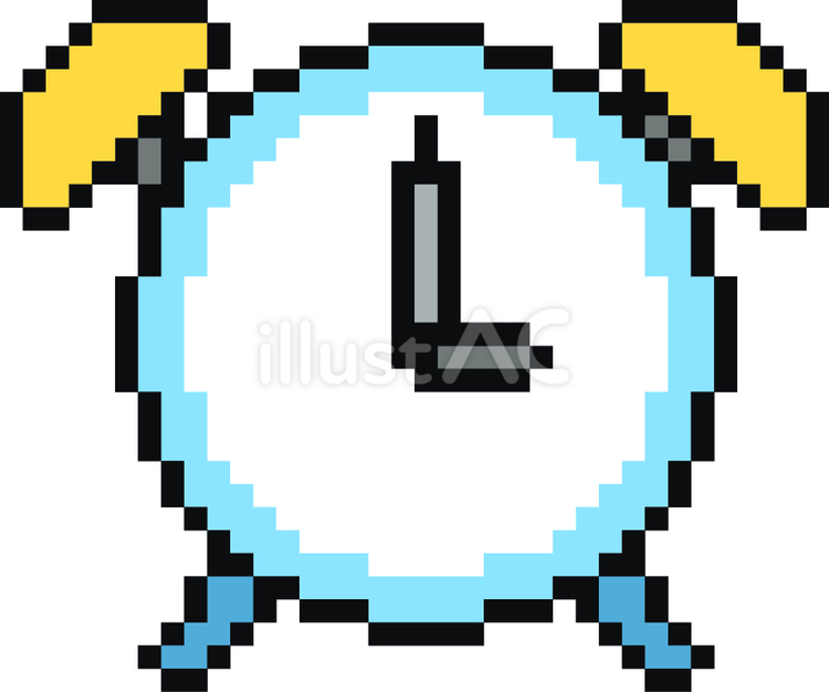 ドット絵の青の目覚まし時計です。 ドット絵,目覚まし時計,シンプルのイラスト素材