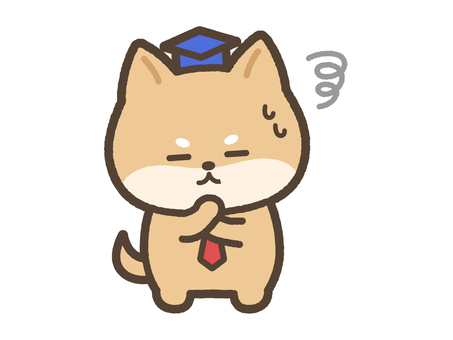 悩むいぬ先生（柴犬） 柴犬,犬,いぬ,はてな,疑問,不安,もやもや,考える,悩み,謎のイラスト素材