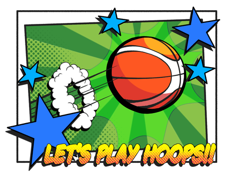 LETS PLAY HOOPS!!緑 バスケ,バスケットボール,背景,アメコミ,緑,ボール,部活,サークル,バスケ部,勧誘のイラスト素材