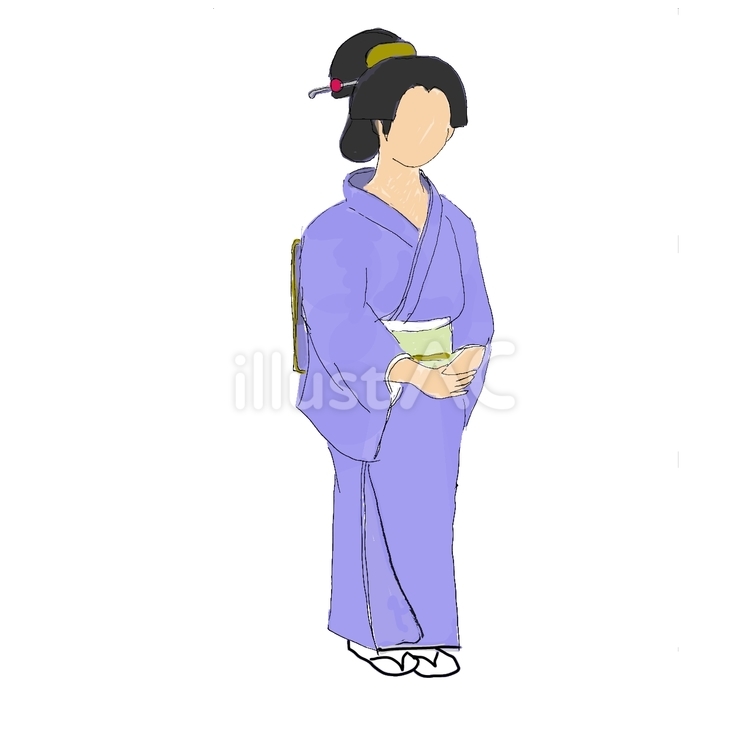 和服姿の女性 奥方,女性,江戸時代のイラスト素材