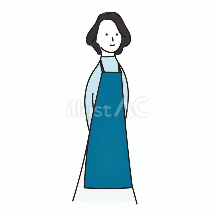 女性　エプロン　主婦　母親　ママ　店員 女性,エプロン,主婦のイラスト素材