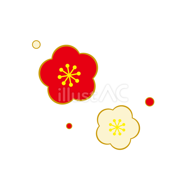 梅の花2つと点 梅の花,節分,2つのイラスト素材