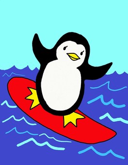 surfing penguin, , JPG