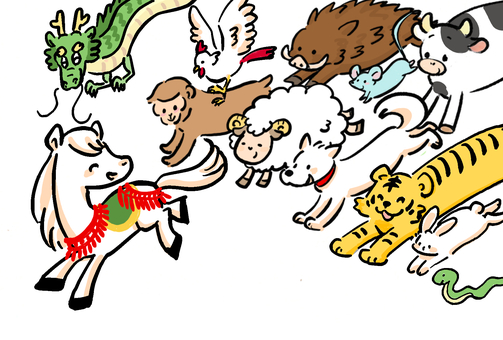 年賀状2026午年：干支集合：文字なし