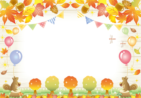 秋の森イベント木目フレーム2 秋の森イベント木目フレーム2 紅葉,秋,キラキラ,かわいい,フレーム,カード,背景,壁紙,森,イチョウのイラスト素材
