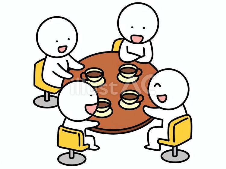 ティータイムを楽しむ棒人間 ティータイム,棒人間,友達のイラスト素材