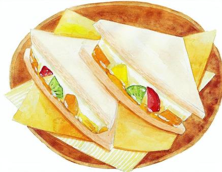 Watercolor, fruit sandwich, white background, JPG Watercolor, fruit sandwich, white background, fruit sandwich, fruits, sandwich, JPG