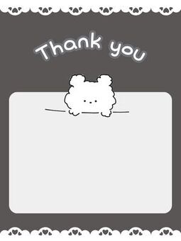 手描きのくまのサンキューカードです くま,動物,サンキューカード,thank,you,かわいい,手描き,モノクロのイラスト素材