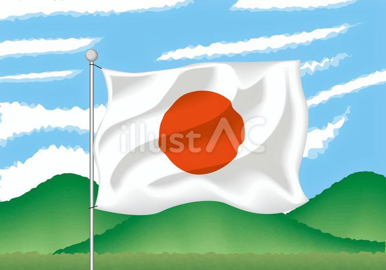 日の丸自然 日の丸,国旗,日本のイラスト素材