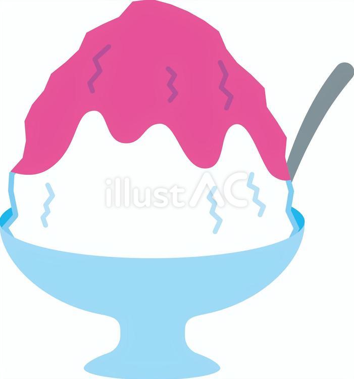 いちご味のかき氷 いちご味,甘い,かき氷のイラスト素材