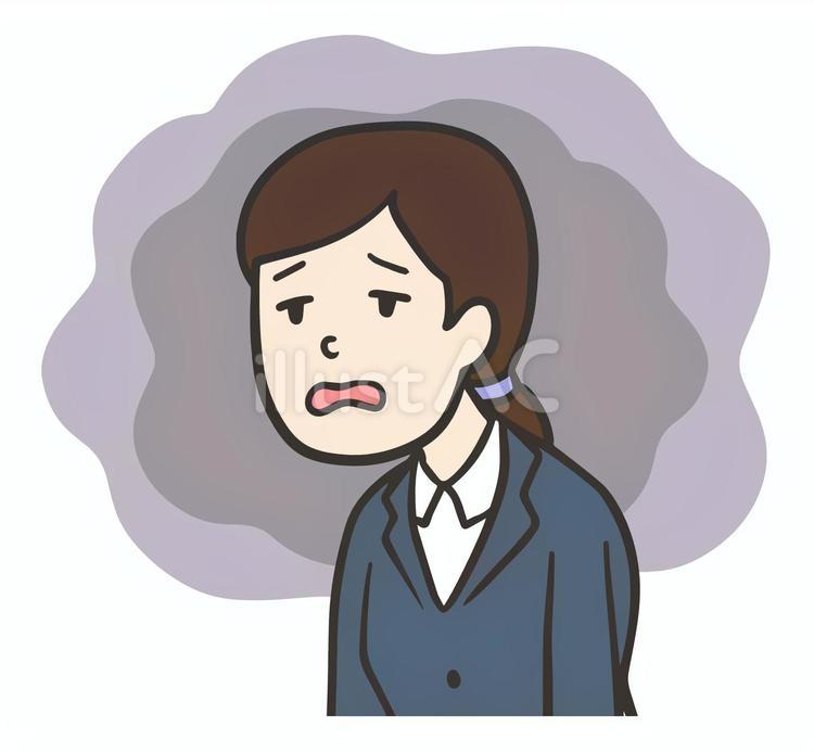 5月病になった新社会人の女性、上半身 5月病,会社員,新社会人のイラスト素材