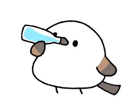 水分補給するシマエナガさん 動物,ゆるふわ,ゆるい,かわいい,シンプル,手描き,挿絵,シマエナガ,鳥,水分補給のイラスト素材