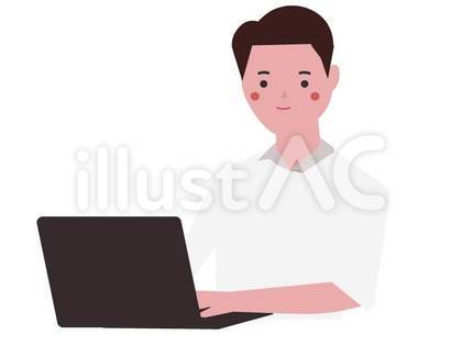 笑顔でパソコンをするビジネスマン